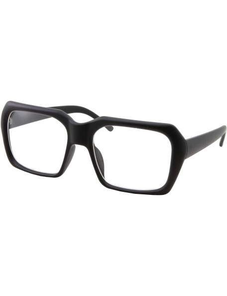 Rectangular XL Oversized Black Nerd Clear Glasses - Men and Women - Square Costume - Matte Black - CN18HY7XS6Q $9.11
