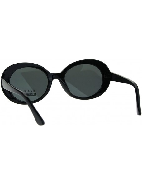 Oval Womens Mod Oval Retro Vintage Shaggy Dapper Sunglasses - All Black - CZ185CISO5C $11.63