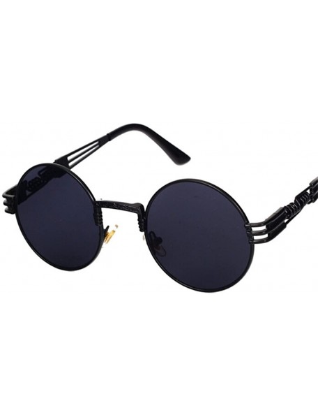 Round Vintage Steampunk Sunglasses Retro Gothic Gold and Black Round Sun Glasses - Black Frame Black Lens - C118C3AACM9 $14.05
