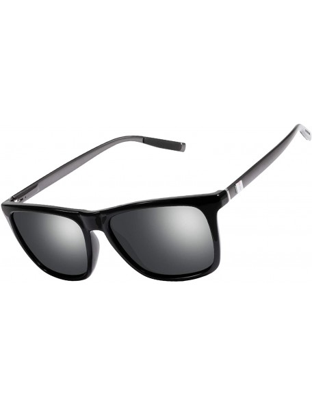 Rectangular Polarized Sunglasses Driving Blocking Eyeglasses - Black - CZ18YTE382S $16.47