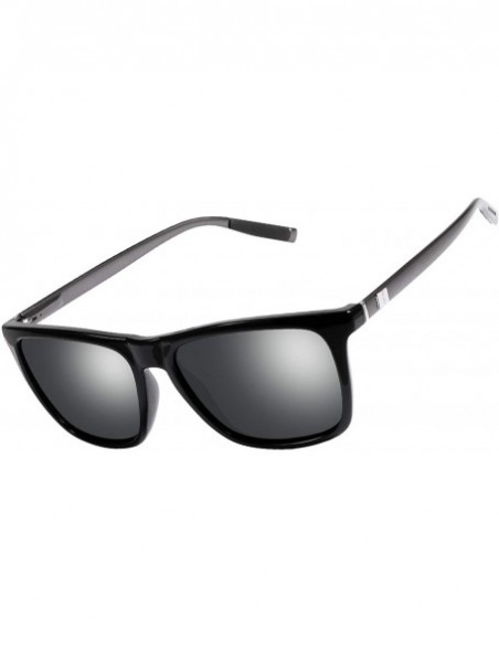 Rectangular Polarized Sunglasses Driving Blocking Eyeglasses - Black - CZ18YTE382S $16.47