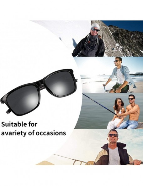 Rectangular Polarized Sunglasses Driving Blocking Eyeglasses - Black - CZ18YTE382S $16.47