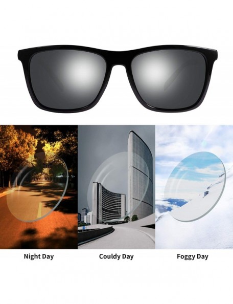 Rectangular Polarized Sunglasses Driving Blocking Eyeglasses - Black - CZ18YTE382S $16.47