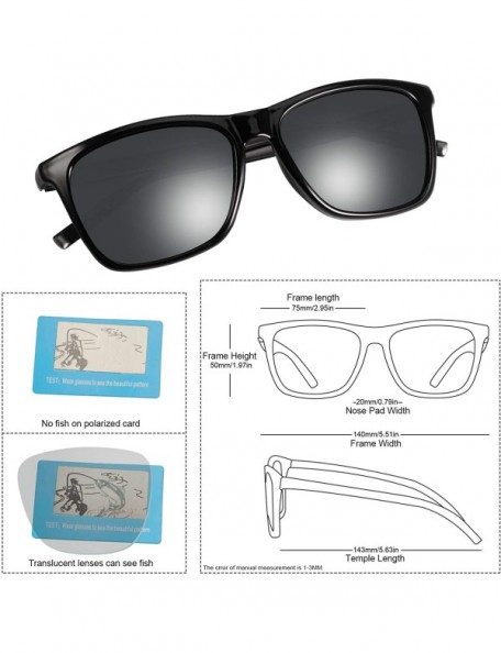 Rectangular Polarized Sunglasses Driving Blocking Eyeglasses - Black - CZ18YTE382S $16.47