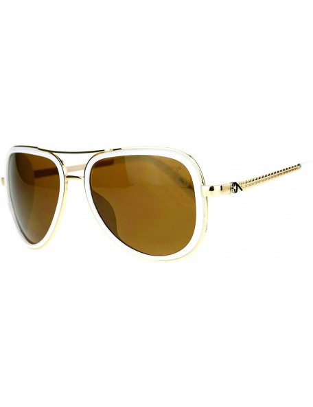 Aviator Studio Cover Side Shield Sunglasses Aviator Frame Unisex Fashion - White (Brown) - CD189Y3K75C $17.76