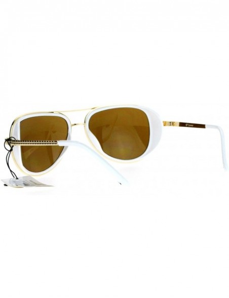 Aviator Studio Cover Side Shield Sunglasses Aviator Frame Unisex Fashion - White (Brown) - CD189Y3K75C $17.76