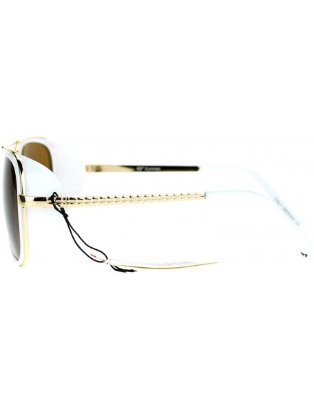 Aviator Studio Cover Side Shield Sunglasses Aviator Frame Unisex Fashion - White (Brown) - CD189Y3K75C $17.76