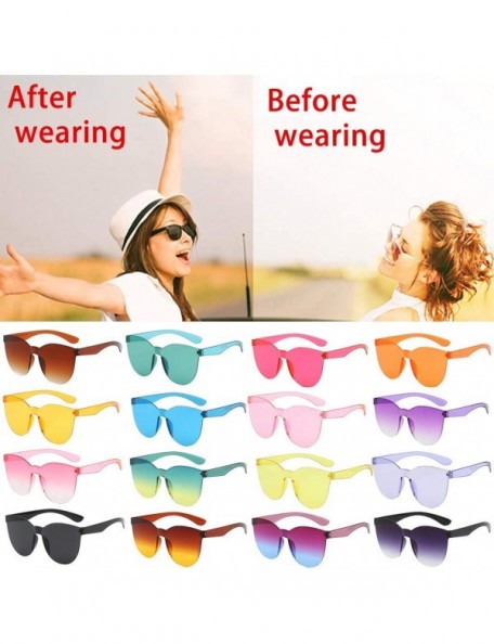 Rectangular Square Sunglasses Women Fashion Rimless Frame Glasses Transparent Eyewear Transparent Candy Color Eyewear - L - C...