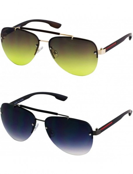 Rimless Oceanic Rimless Fashion Celebrity Aviator Retro Sunglasses Gradient Lens Metal Frame - Green and Smoke - CY18T4R4AXI ...