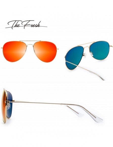 Oversized Classic Metal Frame Mirror Lens Aviator Sunglasses with Gift Box - 08-gold - CF185K80QG2 $12.48