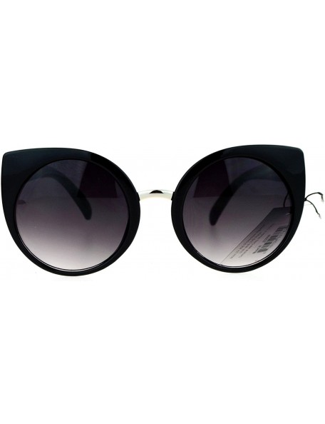 Oversized Womens Round Circle Cateye Sunglasses Oversized Fashion Eyewear UV 400 - Black (Smoke) - CA188I9NWXL $20.77