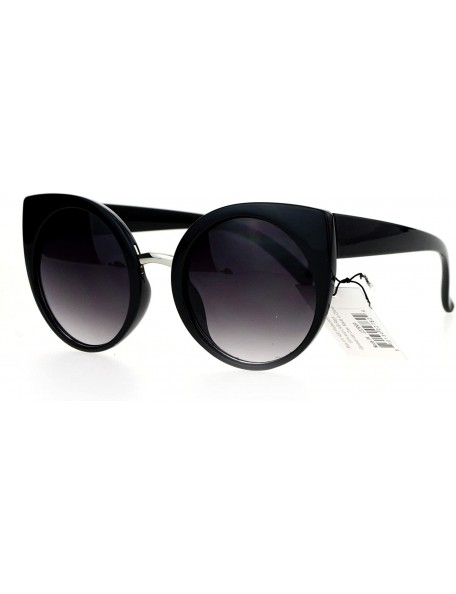 Oversized Womens Round Circle Cateye Sunglasses Oversized Fashion Eyewear UV 400 - Black (Smoke) - CA188I9NWXL $8.09