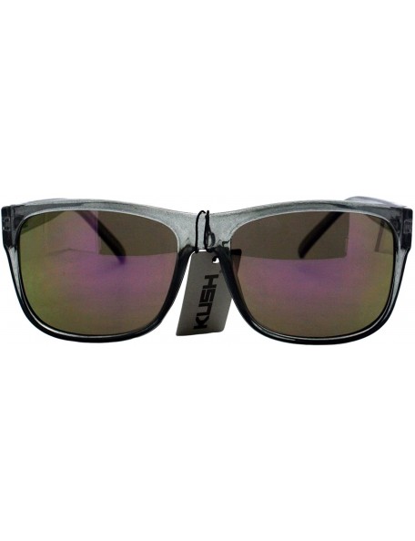 Square KUSH Unisex Sunglasses Slate Gray Square Frame Mirror Lens UV 400 - Gray (Purple Mirror) - C2186SSWSET $11.59
