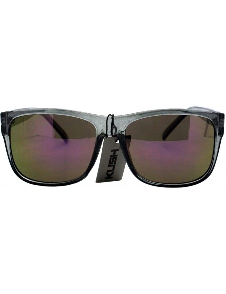 Square KUSH Unisex Sunglasses Slate Gray Square Frame Mirror Lens UV 400 - Gray (Purple Mirror) - C2186SSWSET $11.59