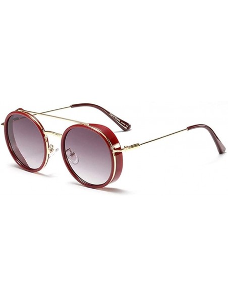 Round Sunglasses Steampunk Women Vintage Shades Round Luxury Metal Wrap Sun Glasses Brand Designer Retro - C2198URCTSR $8.26