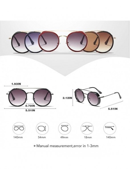 Round Sunglasses Steampunk Women Vintage Shades Round Luxury Metal Wrap Sun Glasses Brand Designer Retro - C2198URCTSR $8.26