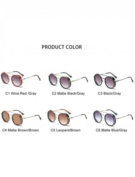 Round Sunglasses Steampunk Women Vintage Shades Round Luxury Metal Wrap Sun Glasses Brand Designer Retro - C2198URCTSR $8.26