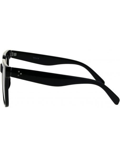 Rectangular Womens Large Boyfriend Style Horn Rim Squared Sunglasses - All Black - CR18QK56SXU $9.14