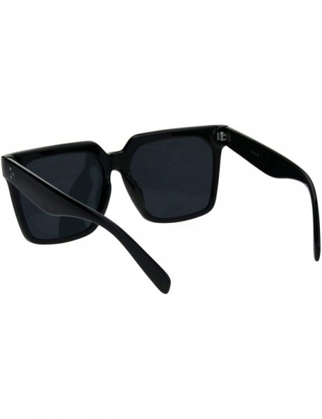 Rectangular Womens Large Boyfriend Style Horn Rim Squared Sunglasses - All Black - CR18QK56SXU $9.14