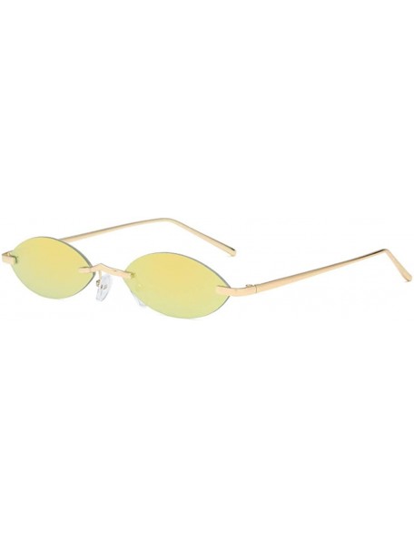Oval Unisex Fashion Metal Frame Oval Candy Colors small Sunglasses UV400 - Gold - CF18NLSH2QL $10.51