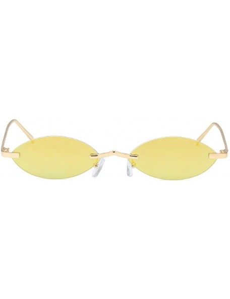 Oval Unisex Fashion Metal Frame Oval Candy Colors small Sunglasses UV400 - Gold - CF18NLSH2QL $10.51