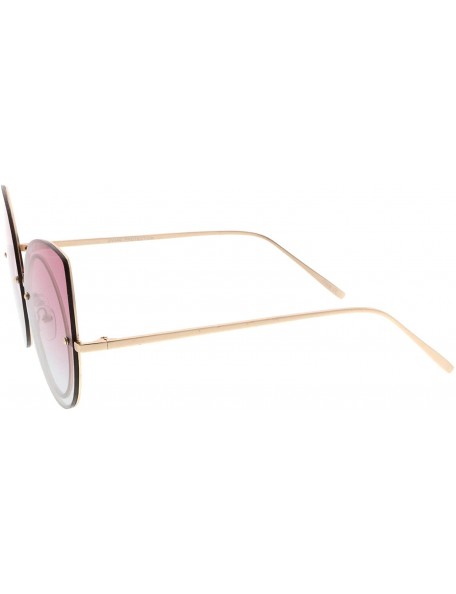 Cat Eye Women's Oversize Rimless Colored Gradient Flat Lens Cat Eye Sunglasses 63mm - Gold / Pink-grey - CA17YR04N85 $9.87