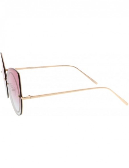 Cat Eye Women's Oversize Rimless Colored Gradient Flat Lens Cat Eye Sunglasses 63mm - Gold / Pink-grey - CA17YR04N85 $9.87