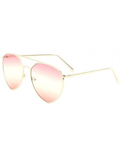 Round Triple Oceanic Color Flat Thin Rim Modern Round Aviator Sunglasses - Pink Gold - CQ190ET0Q8W $11.76