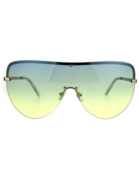 Shield Oceanic Color Gradient Lens Oversize Shield Diva Racer Sunglasses - Blue Yellow - CQ185NNDKHS $12.99