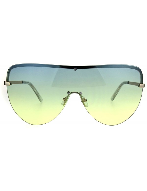 Shield Oceanic Color Gradient Lens Oversize Shield Diva Racer Sunglasses - Blue Yellow - CQ185NNDKHS $12.99