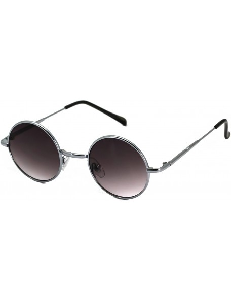 Round John Lennon Hipster Fashion Sunglasses Small Metal Round Circle Elton Style - Silver Smoke Lens - CO180NKN3O3 $11.21