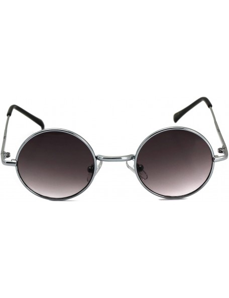 Round John Lennon Hipster Fashion Sunglasses Small Metal Round Circle Elton Style - Silver Smoke Lens - CO180NKN3O3 $11.21