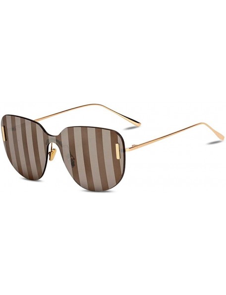 Aviator 2019 new sunglasses- women's one-piece sunglasses striped color film sunglasses - B - C718SMQC4U7 $39.40