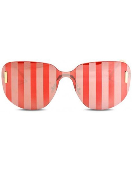 Aviator 2019 new sunglasses- women's one-piece sunglasses striped color film sunglasses - B - C718SMQC4U7 $39.40