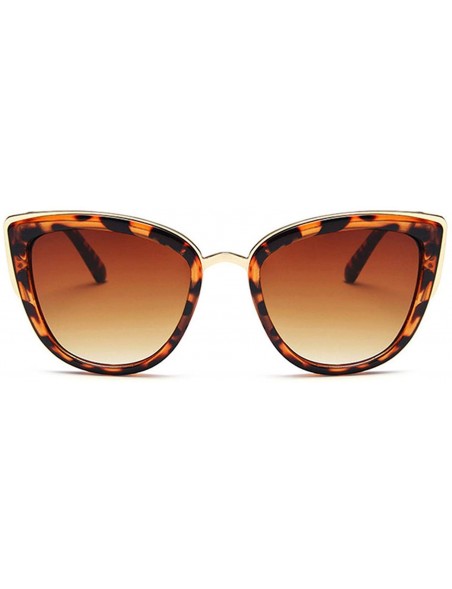 Round Vintage Cat Eye Sunglasses Women Sexy Ladies Clear Leopard Eyewear Metal Frame Sun Glasses Fashion - C5199CIAILA $19.57