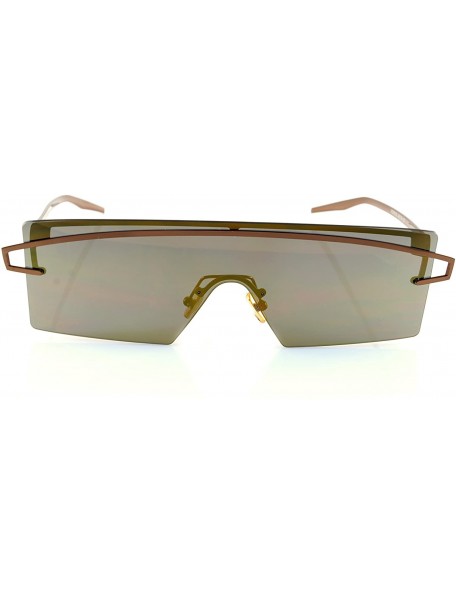 Shield Futuristic Metal Cross Top Slim Flat One Piece Panel Sunglasses A199 - Gold Rv - C818ERTNCL9 $21.49