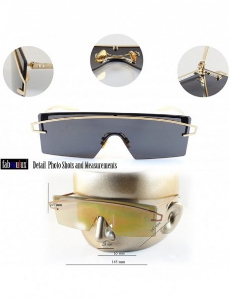 Shield Futuristic Metal Cross Top Slim Flat One Piece Panel Sunglasses A199 - Gold Rv - C818ERTNCL9 $21.49