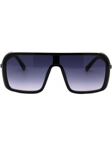 Square Mens Fashion Sunglasses Side Cover Square Flat Top Designer Shades UV 400 - Black Gunmetal (Smoke) - C7194INR3WS $14.27