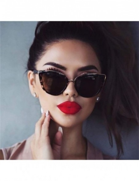 Round Vintage Cat Eye Sunglasses Women Sexy Ladies Clear Leopard Eyewear Metal Frame Sun Glasses Fashion - C5199CIAILA $19.57