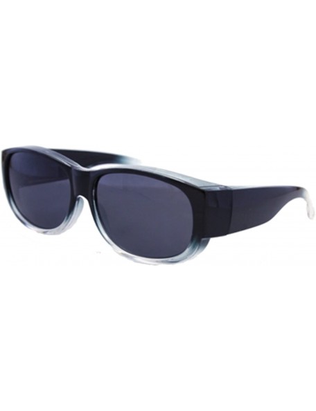 Square Colorful Two Tone Ombre Fit Over Sunglasses - Wear Over Eyeglasses - Black - CM12MXZ6AM6 $17.62