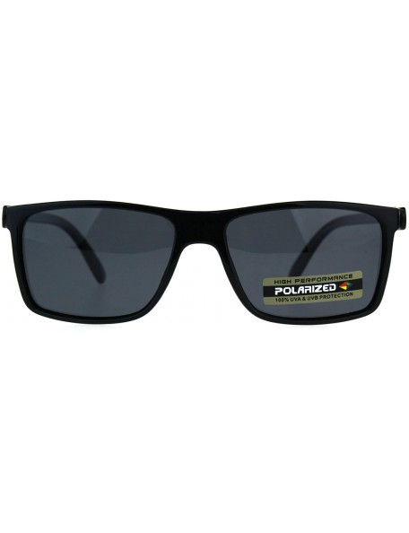 Rectangular Polarized Antiglare Rectangular Mod Minimal Mens Designer Sunglasses - Shiny Black - CS18C546HUU $10.12