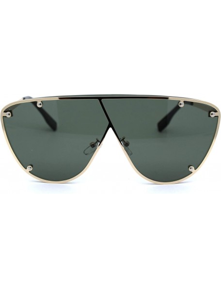 Shield Womens Daisy Bevel Edge Flower Circle Lens Hippie Sunglasses - Gold Solid Green - CR18XARKWI0 $11.81