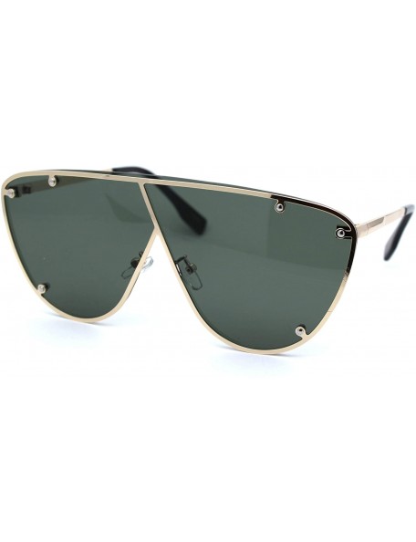 Shield Womens Daisy Bevel Edge Flower Circle Lens Hippie Sunglasses - Gold Solid Green - CR18XARKWI0 $11.81