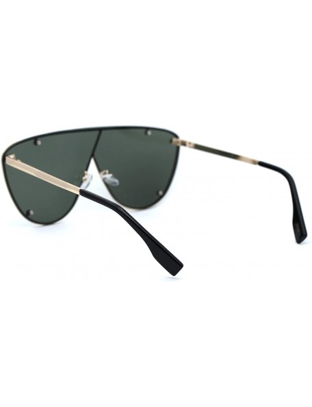 Shield Womens Daisy Bevel Edge Flower Circle Lens Hippie Sunglasses - Gold Solid Green - CR18XARKWI0 $11.81