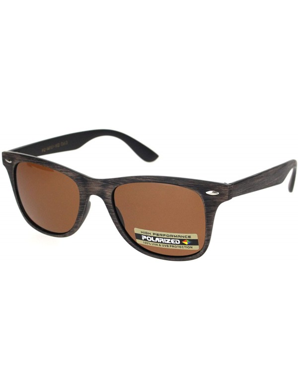 Rectangular Mens Polarized Hipster Wood Grain Print Plastic Rectangular Sunglasses - Brown Wood Brown - CF18ONTE6QM $15.07