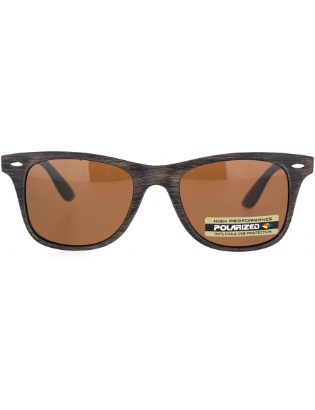 Rectangular Mens Polarized Hipster Wood Grain Print Plastic Rectangular Sunglasses - Brown Wood Brown - CF18ONTE6QM $15.07