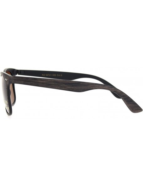 Rectangular Mens Polarized Hipster Wood Grain Print Plastic Rectangular Sunglasses - Brown Wood Brown - CF18ONTE6QM $15.07