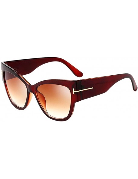 Oversized Oversized Bold Frame UV400 HD Lens Full Rimmed Glasses Ladies Sunglasses - Brown - C918DC5MH4A $13.79