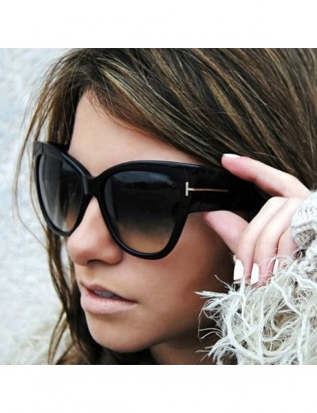 Oversized Oversized Bold Frame UV400 HD Lens Full Rimmed Glasses Ladies Sunglasses - Brown - C918DC5MH4A $13.79