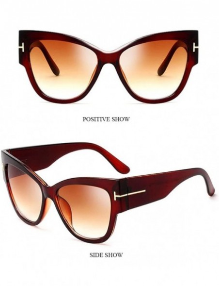 Oversized Oversized Bold Frame UV400 HD Lens Full Rimmed Glasses Ladies Sunglasses - Brown - C918DC5MH4A $13.79